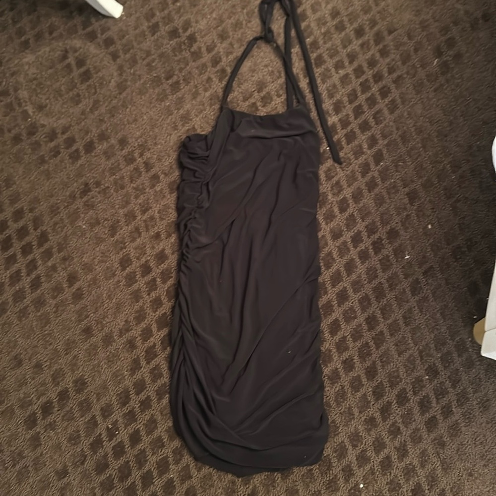 Hollyworld girls size 16 stretch halter dress black